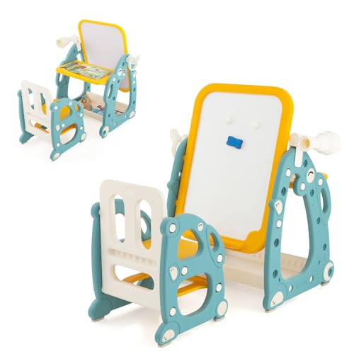 DREAMADE 4 in 1 Kinder Staffelei mit Stuhl, höhenverstellbare Kinderstaffelei mit Stauraum, Whiteboard, Teleskop & Ringwurfspiel, Kindertisch Aktivitätstisch Zeichentisch für Kinder von 1-8 Jahren DREAMADE 4 in 1 Kinder Staffelei mit Stuhl, höhenverstellbare Kinderstaffelei mit Stauraum, Whiteboard, Teleskop & Ringwurfspiel, Kindertisch Aktivitätstisch Zeichentisch für Kinder von 1-8 Jahren von DREAMADE