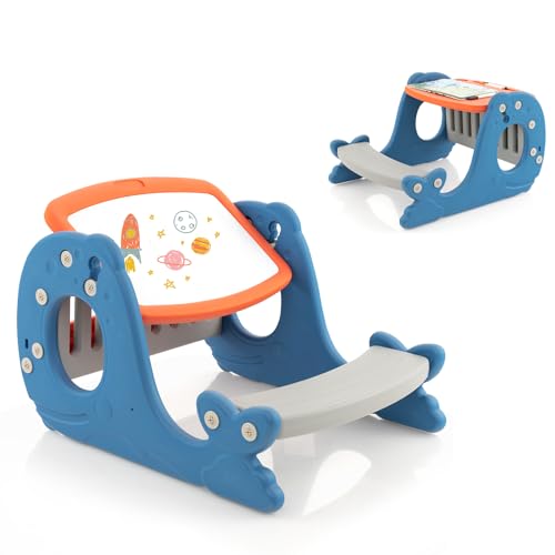 DREAMADE 4 in 1 Kinder Staffelei mit Stuhl, multifunktionale Kinderstaffelei mit Wendbare Tischplatte, Whiteboard & Bücherregal, Kindertisch Aktivitätstisch Zeichentisch für Kinder ab 1 Jahre DREAMADE 4 in 1 Kinder Staffelei mit Stuhl, multifunktionale Kinderstaffelei mit Wendbare Tischplatte, Whiteboard & Bücherregal, Kindertisch Aktivitätstisch Zeichentisch für Kinder ab 1 Jahre von DREAMADE