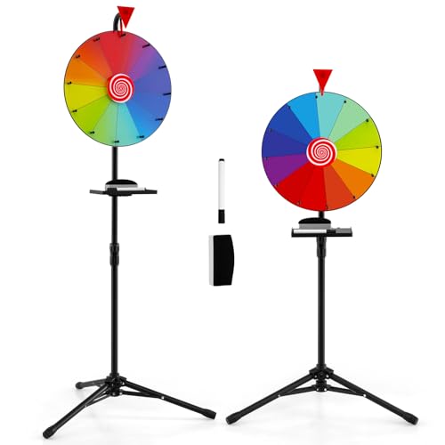 DREAMADE φ40cm Glücksrad mit Radiergummi & Markierstift, Glücksrad zum drehen mit 12 farbigen Feldern, Gluecksrad Gluecksrad höhenverstellbar für Werbung Gaming Aktivitäten DREAMADE φ40cm Glücksrad mit Radiergummi & Markierstift, Glücksrad zum drehen mit 12 farbigen Feldern, Gluecksrad Gluecksrad höhenverstellbar für Werbung Gaming Aktivitäten von DREAMADE
