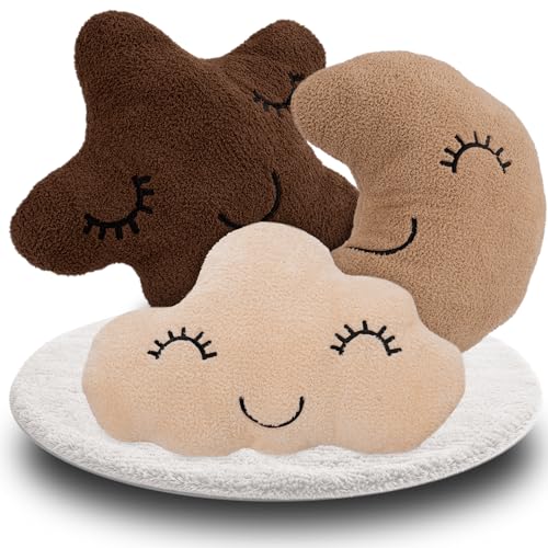 DREAMYBAMBINI Weiches 3er Set Deko Kissen mit Stern Kissen, Mondkissen und Wolken Kissen mit Bezug und Füllung aus 100% Baumwolle, Flauschiges Kuschelkissen für Sofa, Bett und Kinderzimmer Deko DREAMYBAMBINI Weiches 3er Set Deko Kissen mit Stern Kissen, Mondkissen und Wolken Kissen mit Bezug und Füllung aus 100% Baumwolle, Flauschiges Kuschelkissen für Sofa, Bett und Kinderzimmer Deko von DREAMYBAMBINI