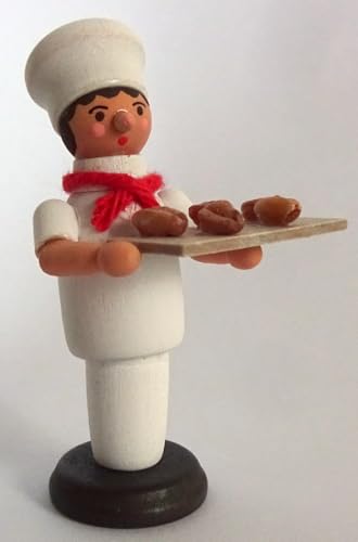 DREGENO Miniatur Figur Bäcker aus dem Erzgebirge, Handgefertigte Holzfigur mit Brötchen-Tablett, Traditionelle Handwerkskunst DREGENO Miniatur Figur Bäcker aus dem Erzgebirge, Handgefertigte Holzfigur mit Brötchen-Tablett, Traditionelle Handwerkskunst von DREGENO