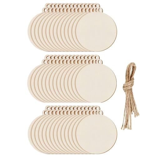 DRERIO 100 Stück Runde Holzscheiben Unvollendete Holzkreise Naturholzscheiben Holz Ornamente für Weihnachten Dekoration Handwerke Basteln Bemalen Scrapbook DRERIO 100 Stück Runde Holzscheiben Unvollendete Holzkreise Naturholzscheiben Holz Ornamente für Weihnachten Dekoration Handwerke Basteln Bemalen Scrapbook von DRERIO