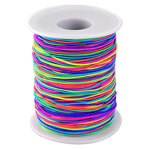 DRERIO 1mm Elastische Bunt Fäden Elastische Polyester Fäden Schmuckfaden Gummifaden Gummiband für Armbänder, Elastische Schnur Band Elastischer Perlenfaden Perlenschmuck Handwerk Armbänder(100m) von DRERIO