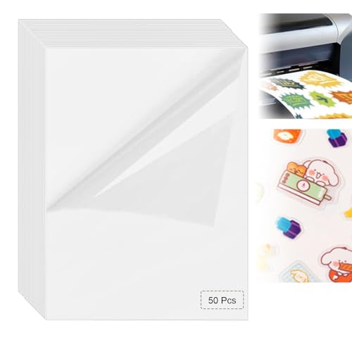 DRERIO 50 Blatt bedruckbares Vinyl-Aufkleber Papier wasserfestes Aufkleber Papier A4-Papier reißfeste Aufkleber weißes Druckpapier trocknet schnell Papier für Laser, Tintenstrahldrucker, Malerei von DRERIO