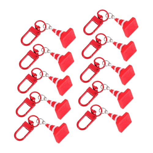 DRESSOOS 10 Stück Leitkegel Anhänger, Straßenblock Anhänger, Hängendes Ornament, Leitkegel Anhänger, Taschendekor Anhänger, Leitkegel Anhänger, Leitkegel Schlüsselbund, DIY Leitkegel von DRESSOOS