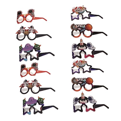 DRESSOOS 12 Teiliges Sci Fi Weltraumbrillen Set, Partygeschenke Für Kinder, Brillen Für Kinder, Tragbare Partybrillen, Party Mottobrillen, Party Ornamente, Astronauten Mottobrillen, von DRESSOOS