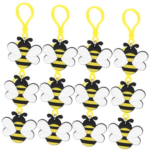 DRESSOOS 12st Biene Schlüsselanhänger Reize Tasche Bausatz Halskette Armbänder Plüsch Zubehör Glühen Bienen Partytütenfüller Balsam Glückspreise Für Halter Rave Pvc von DRESSOOS