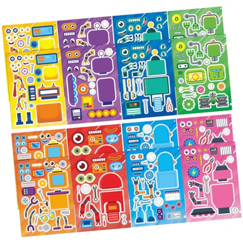 DRESSOOS 16blätter Cartoon Robot Puzzle Aufkleber Interaktive Sticker Für Party Deko Und Kreative Bastelprojekte Für Geburtstagsfeiern DRESSOOS 16blätter Cartoon Robot Puzzle Aufkleber Interaktive Sticker Für Party Deko Und Kreative Bastelprojekte Für Geburtstagsfeiern von DRESSOOS