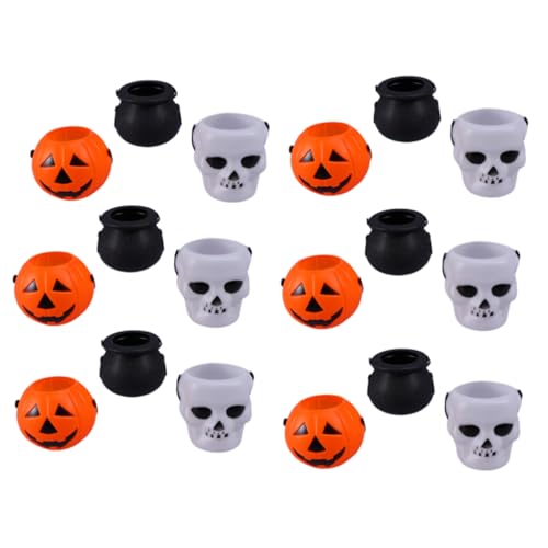 DRESSOOS 18 Stk Süßigkeitenfass Abschlussball Mini-Eimer Hexenkessel halloween snacks halloween naschen Halloween-Anhänger Halloween-Eimer-Dekor Kürbis Requisiten Beleuchtung schmücken von DRESSOOS