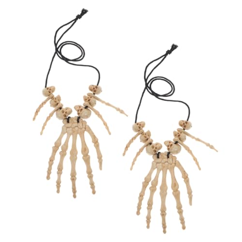 DRESSOOS 2 Stück Halloween Skelett Handknochen Halskette, Schmuck, Halloween Zubehör, Halloween Kostüm Zubehör, Halloween Anhänger, Skelett Halskette, Halloween Dekorationen, Anhänger DRESSOOS 2 Stück Halloween Skelett Handknochen Halskette, Schmuck, Halloween Zubehör, Halloween Kostüm Zubehör, Halloween Anhänger, Skelett Halskette, Halloween Dekorationen, Anhänger von DRESSOOS