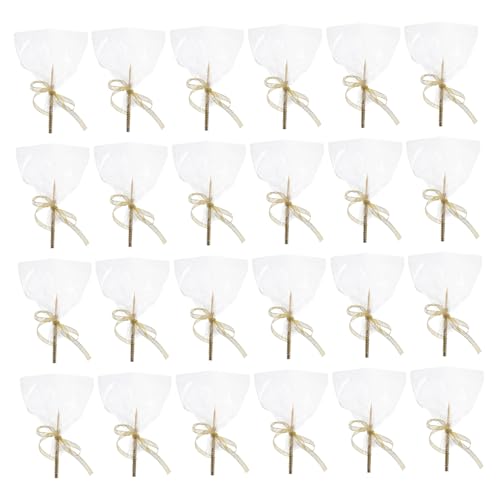 DRESSOOS 24 Stück Glitzer Apfelriegel, Apfelstäbchen Set, Apfelbeutel, Cake Pop Stäbchen Und Verpackungen, Apfel Stäbchen, Kaffee Rührstäbchen, Goldene Cake Pop Stäbchen, Goldene von DRESSOOS