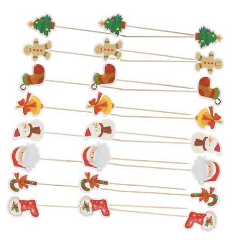 DRESSOOS 24 Stück Weihnachtsgeschirr Cupcake Topper Kuchen Topper Dekorationen Hochzeit Party Dekorationen Kuchen Dekorationen von DRESSOOS