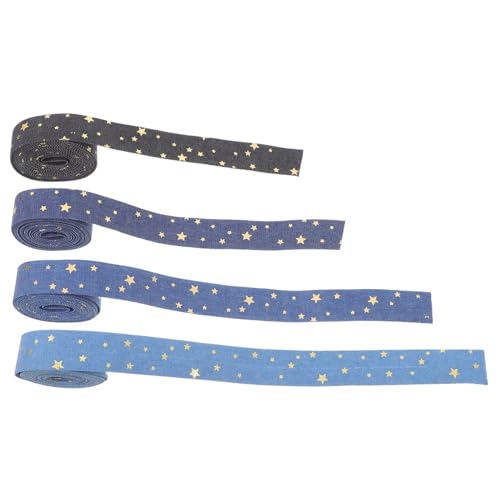 DRESSOOS 4 Rollen Denim Stoffband mit Goldenen Sternen für Diy Bastelarbeiten Kleidung und Dekorationen Vielseitig Einsetzbar für Projekte und Festliche Anlässe DRESSOOS 4 Rollen Denim Stoffband mit Goldenen Sternen für Diy Bastelarbeiten Kleidung und Dekorationen Vielseitig Einsetzbar für Projekte und Festliche Anlässe von DRESSOOS