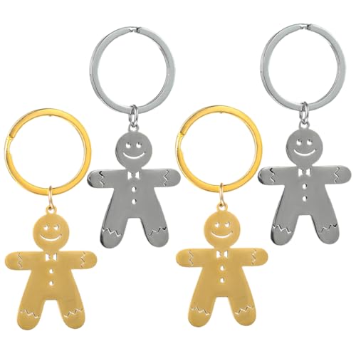 DRESSOOS 4 Stück Lebkuchenmann Schlüsselanhänger Weihnachtsfeier Gefallen Schlüsselanhänger Für Die Dekoration Weihnachts-lebkuchen-schlüsselanhänger Schlüsseldekor Rostfreier Stahl DRESSOOS 4 Stück Lebkuchenmann Schlüsselanhänger Weihnachtsfeier Gefallen Schlüsselanhänger Für Die Dekoration Weihnachts-lebkuchen-schlüsselanhänger Schlüsseldekor Rostfreier Stahl von DRESSOOS