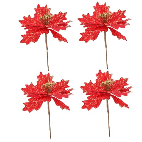 DRESSOOS 4 Stück Weihnachtsstern Künstliche Blumen Glitzer Weihnachtsstern Blumen Glitzer Weihnachtsblume Künstliche Weihnachtsblume Weihnachtsstern DIY Versorgung Weihnachtsblumen DRESSOOS 4 Stück Weihnachtsstern Künstliche Blumen Glitzer Weihnachtsstern Blumen Glitzer Weihnachtsblume Künstliche Weihnachtsblume Weihnachtsstern DIY Versorgung Weihnachtsblumen von DRESSOOS