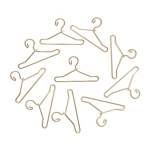 DRESSOOS 50 Stück Mini-Puppenaufhänger Miniatur-Puppenhauszubehör Miniaturkleid halten Puppen Kleidung für puppenkleidung kleiderbügel kleiderständer Puppenkleid-Organizer Metall Golden von DRESSOOS