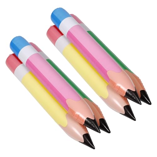 DRESSOOS 6 Stück Aufblasbare Riesen Bleistifte Teiliges Bunte PVC Schulanfang Dekoration für Klassenzimmer Jungen Mädchen Leichte Hängende Schulkind Deko Groß von DRESSOOS