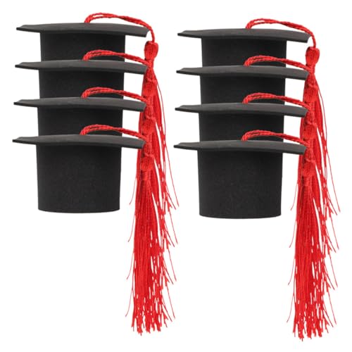 DRESSOOS 8 Stück Kuchendekoration, Abschlusskappen Topper, Abschluss Dessert Topper, Mini Abschlusskappe Mit Quasten, Papier Kuchenaufsätze 2024, Abschlussparty Zubehör, Abschluss Cupcake von DRESSOOS