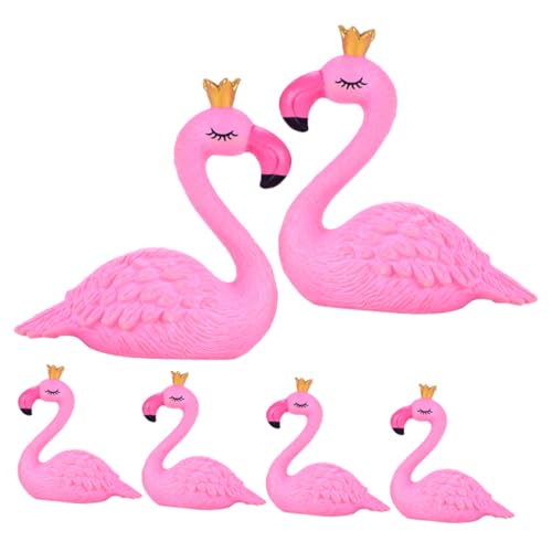 DRESSOOS Flamingo Figuren Niedliche Krone Flamingo Deko Für Miniaturgärten Terrarien Und Tischdekoration Cartoon Flamingo Skulpturen Für Kreative Landschaftsgestaltung von DRESSOOS