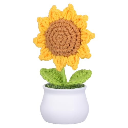 DRESSOOS Gestrickte Sonnenblume im Topf Handgefertigte Dekorative Häkelblume für Auto Büro und Zuhause Realistischer Kunstblumenstrauß als für Besondere Anlässe DRESSOOS Gestrickte Sonnenblume im Topf Handgefertigte Dekorative Häkelblume für Auto Büro und Zuhause Realistischer Kunstblumenstrauß als für Besondere Anlässe von DRESSOOS