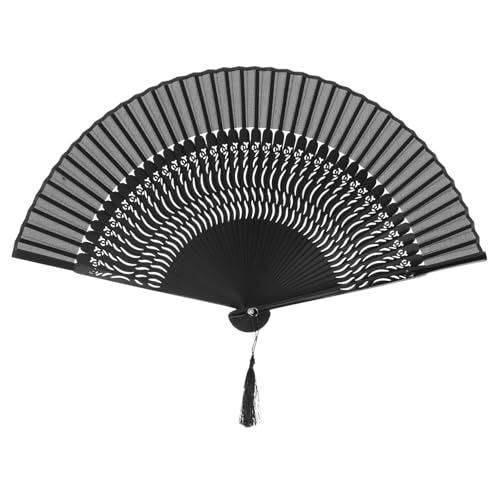 DRESSOOS Handfächer Faltbar Leichter Chinesischer Tanzfächer mit Schwarzem Handlicher Faltfächer für Performance und Tägliche Nutzung Eleganter Orientalischer Fächer von DRESSOOS