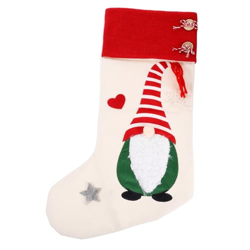 DRESSOOS Weihnachtsdekoration Gesichtslose Puppe Weihnachtsstrumpf Anhänger Weihnachtsmann Weihnachtsgeschenktüte Für Kinder (3Er Set Nordische Socken – Gestreifter Roter Hut Stil) von DRESSOOS