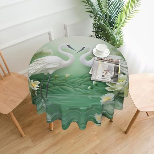 DRGFCXE Runde Tischdecke mit zwei weißen Kranichen, 152,4 cm, waschbar, Picknick-Tischdecke, Hochzeit, Party, wasserdicht, abwischbar DRGFCXE Runde Tischdecke mit zwei weißen Kranichen, 152,4 cm, waschbar, Picknick-Tischdecke, Hochzeit, Party, wasserdicht, abwischbar von DRGFCXE