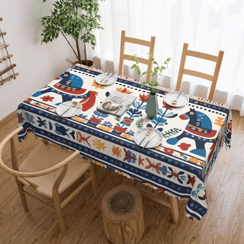 DRGFCXE Tischdecke mit schwedischem Dala-Pferd, Spitze, Tischdekoration, Hochzeits-Tischdecke, Isolationstischdecke, quadratisch, 137,2 x 182,9 cm, Café, Picknick-Tischdecke DRGFCXE Tischdecke mit schwedischem Dala-Pferd, Spitze, Tischdekoration, Hochzeits-Tischdecke, Isolationstischdecke, quadratisch, 137,2 x 182,9 cm, Café, Picknick-Tischdecke von DRGFCXE