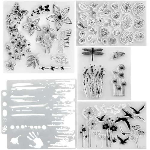 DRJCKOLOTH Silikonstempel,clear stamps,Silikonstempel Blumen und Blätter Set,Vielzahl von Mustern silikon stempelset,für DIY Hochzeitseinladung Tagebuch DRJCKOLOTH Silikonstempel,clear stamps,Silikonstempel Blumen und Blätter Set,Vielzahl von Mustern silikon stempelset,für DIY Hochzeitseinladung Tagebuch von DRJCKOLOTH