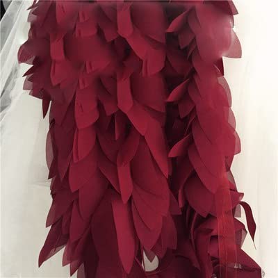 1 Yds 3D-Chiffon-Blumen-Spitze, appliziert, Handarbeit, Nähen, Borte für Kleiddekoration, 8–10 cm, Weinrot 1 Yds 3D-Chiffon-Blumen-Spitze, appliziert, Handarbeit, Nähen, Borte für Kleiddekoration, 8–10 cm, Weinrot von DRJUSS
