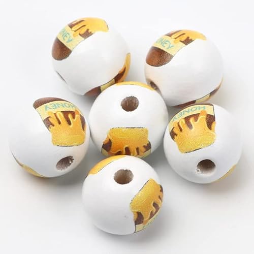 Gelbe Biene, Honig, Sonnenblume, Fruchtmuster, 15 mm, natürliche Holzperlen, runde Kugeln, lose Holzperlen für Schmuckherstellung, DIY-Zubehör-C02396, 15 mm, 20 Stück Gelbe Biene, Honig, Sonnenblume, Fruchtmuster, 15 mm, natürliche Holzperlen, runde Kugeln, lose Holzperlen für Schmuckherstellung, DIY-Zubehör-C02396, 15 mm, 20 Stück von DRJUSS
