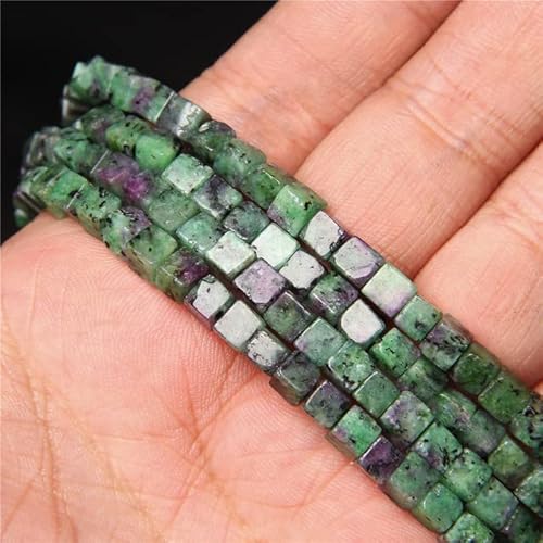 Lapislazuli 4/6/8 mm Würfel Quadratische Perlen Naturstein Achate Lose Abstandsperlen Für Schmuckherstellung DIY Halskette Ohrringe Armband-Epidote Rubin, 8 mm (ca. 45 Stück) von DRJUSS
