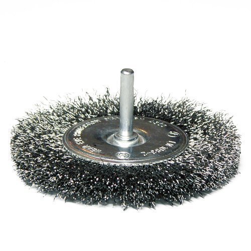 Rundbürste D 75 x 0,3 x Schaft 6mm , gewellter Draht , Drahtbürste von DRONCO