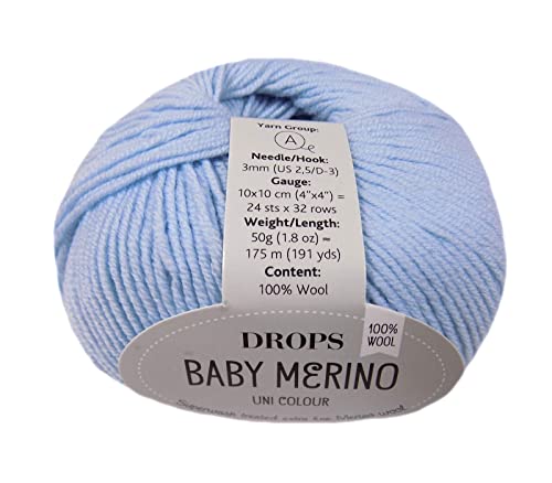 DROPS Baby Merino - 100& Schurwolle (Merino extrafine) Baby Merino Fb. 11 eisblau von Drops