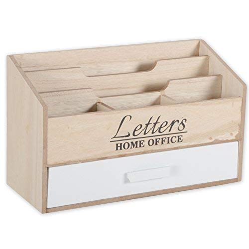 Druline Briefbox Briefablage Organizer Natur und Shabby Chic Stil mit Letters Home Office 30cm x 18 cm x 12 cm von DRULINE