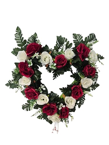 DRW Herz aus weißen und roten Rosen, Zentrum für künstliche Blumen, Friedhof, Kirche, Hochzeit, Grabstätten, 65 x 30 x 65 cm DRW Herz aus weißen und roten Rosen, Zentrum für künstliche Blumen, Friedhof, Kirche, Hochzeit, Grabstätten, 65 x 30 x 65 cm von DRW