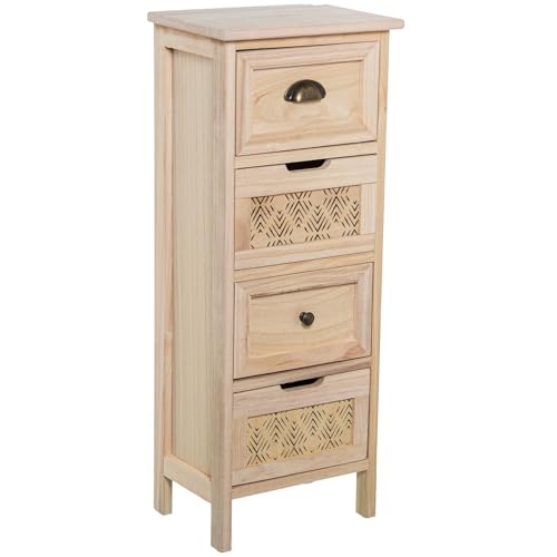 DRW Kommode mit 4 Schubladen aus natürlichem MDF-Holz, 34 x 24 x 87 cm DRW Kommode mit 4 Schubladen aus natürlichem MDF-Holz, 34 x 24 x 87 cm von DRW