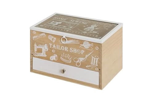 DRW Nähkasten aus Holz und Glas mit Schublade, 24 x 16 x 15 cm, Natur, 24x16x15 cm DRW Nähkasten aus Holz und Glas mit Schublade, 24 x 16 x 15 cm, Natur, 24x16x15 cm von DRW