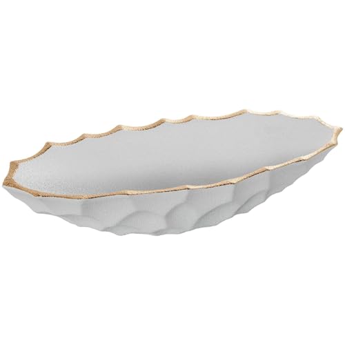 DRW Ovale Tischdekoration aus Keramik in Sandweiß und Gold, 59 x 23 x 13 cm DRW Ovale Tischdekoration aus Keramik in Sandweiß und Gold, 59 x 23 x 13 cm von DRW