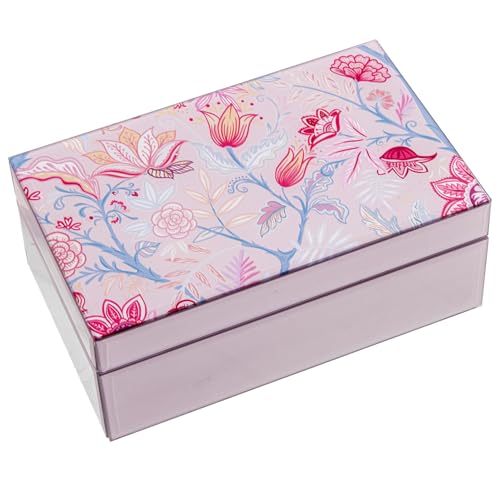 DRW Rechteckige Schmuckschatulle aus Glas mit Blumen in Rosa, 21 x 13 x 8,5 cm DRW Rechteckige Schmuckschatulle aus Glas mit Blumen in Rosa, 21 x 13 x 8,5 cm von DRW
