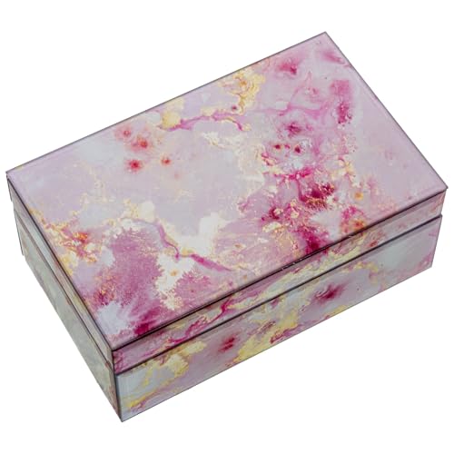 DRW Rechteckige Schmuckschatulle aus Glas mit Blumen in Rosa, 21 x 13 x 8,5 cm DRW Rechteckige Schmuckschatulle aus Glas mit Blumen in Rosa, 21 x 13 x 8,5 cm von DRW