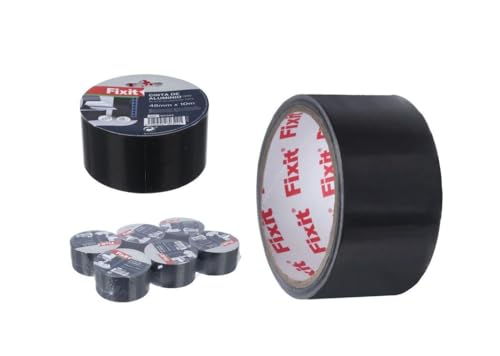 DRW Schwarzes Aluminium-Klebeband, 6 Stück, 48 mm x 10 m von DRW