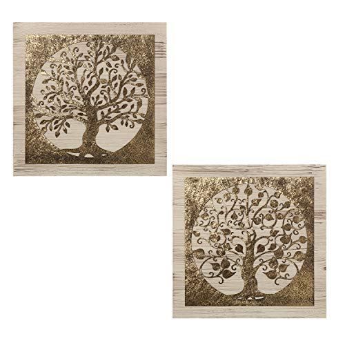 DRW Set mit 2 quadratischen Holz-Bildern mit Bäumen in Gold 60 x 60 cm DRW Set mit 2 quadratischen Holz-Bildern mit Bäumen in Gold 60 x 60 cm von DRW