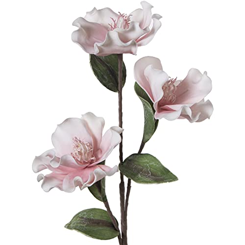 DRW Set mit 6 Zweigen mit 3 Eva-Gummiblüten und Papier in Weiß und Rosa 86 cm, Mehrfarbig, estandar von DRW