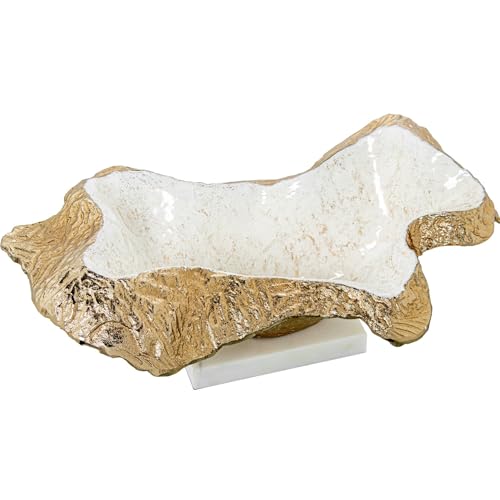 DRW Verlängerter Tisch in Abstrakter Form aus Aluminium, 43 x 23 x 18 cm, Golden und Weiß, Medidas: 43x23x18cm von DRW