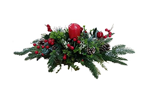 DRW Weihnachtszentrum für Tisch mit Kerze in Grün-und Rottönen, bunt, 70x40 DRW Weihnachtszentrum für Tisch mit Kerze in Grün-und Rottönen, bunt, 70x40 von DRW
