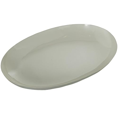 Ovale Tischdekoration aus emailliertem Metall, weiß, 43 x 31 x 5,5 cm von DRW