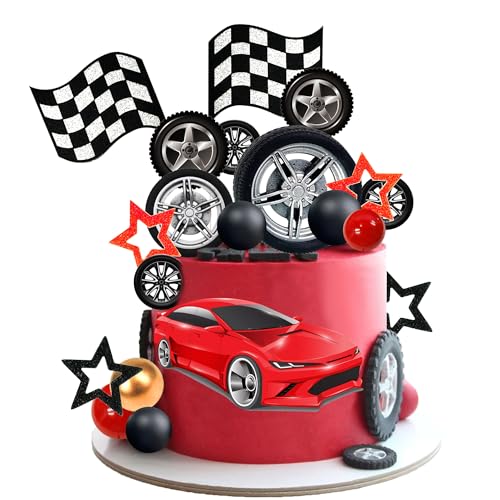 DRWATE Kuchendekoration, 27 Stück, Rennrad, Kuchendekoration für Männer, Jungen, Geburtstagsparty, Rennen, Auto-Themenparty, Souvenirzubehör (01) von DRWATE