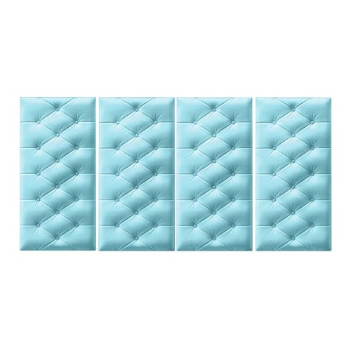 4-teilige Wandmatten for Kinder, selbstklebende 3D-Wandaufkleber-Tapete, 1,3 cm dicke Antikollisions-Wandpaneele, schützende Wandkissen for das Wohnzimmer im Kinderzimmer(Light blue,4PCS_35*70CM) von DSAFHIU