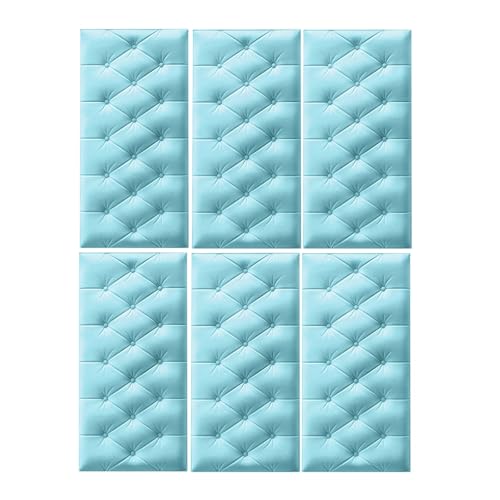 4-teilige Wandmatten for Kinder, selbstklebende 3D-Wandaufkleber-Tapete, 1,3 cm dicke Antikollisions-Wandpaneele, schützende Wandkissen for das Wohnzimmer im Kinderzimmer(Light blue,6PCS_35*70CM) von DSAFHIU